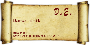 Dancz Erik névjegykártya